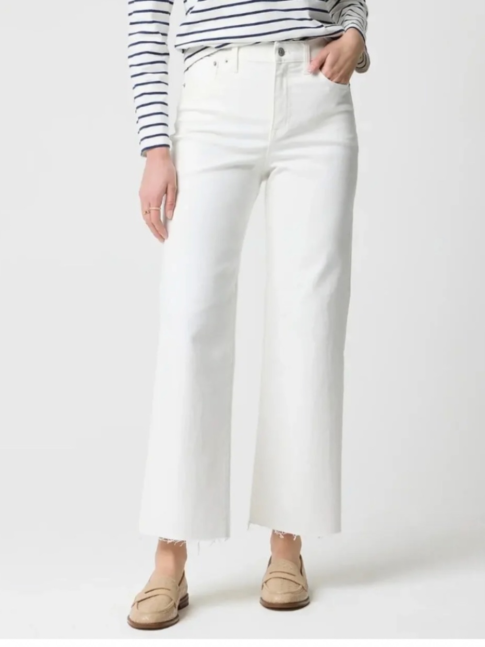 J.Crew Cropped Wide-Leg White Jeans Size 26P Petite